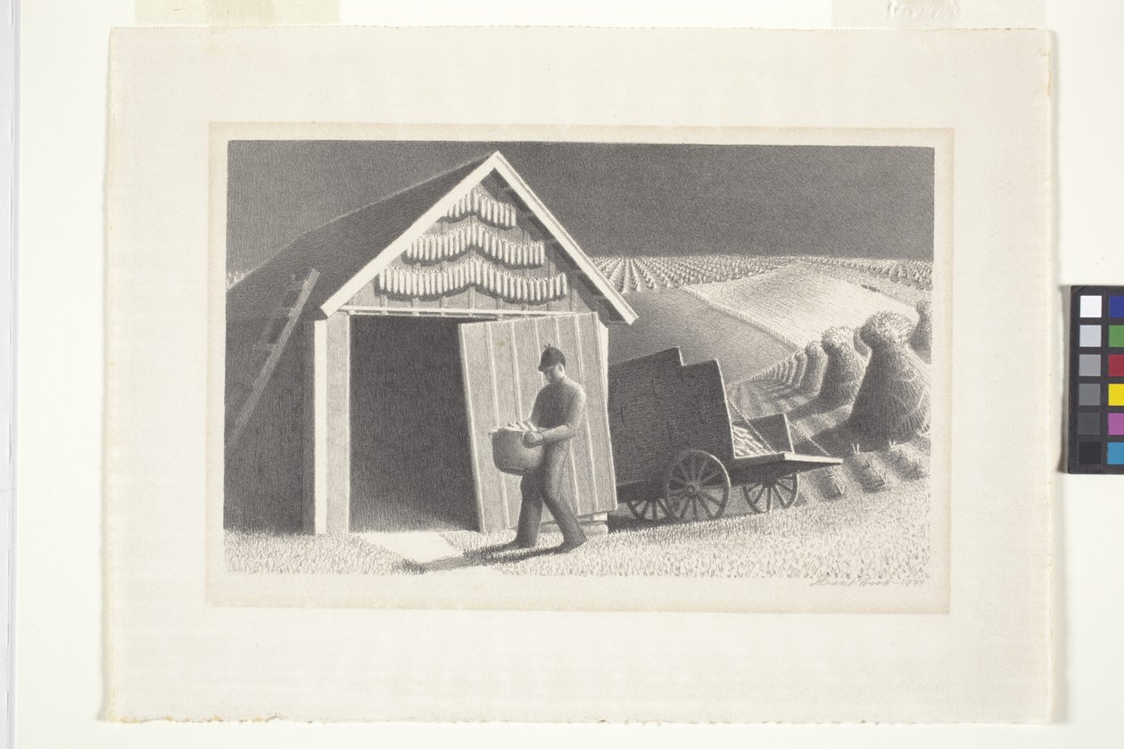 Zaadtijd en oogst door Grant Wood