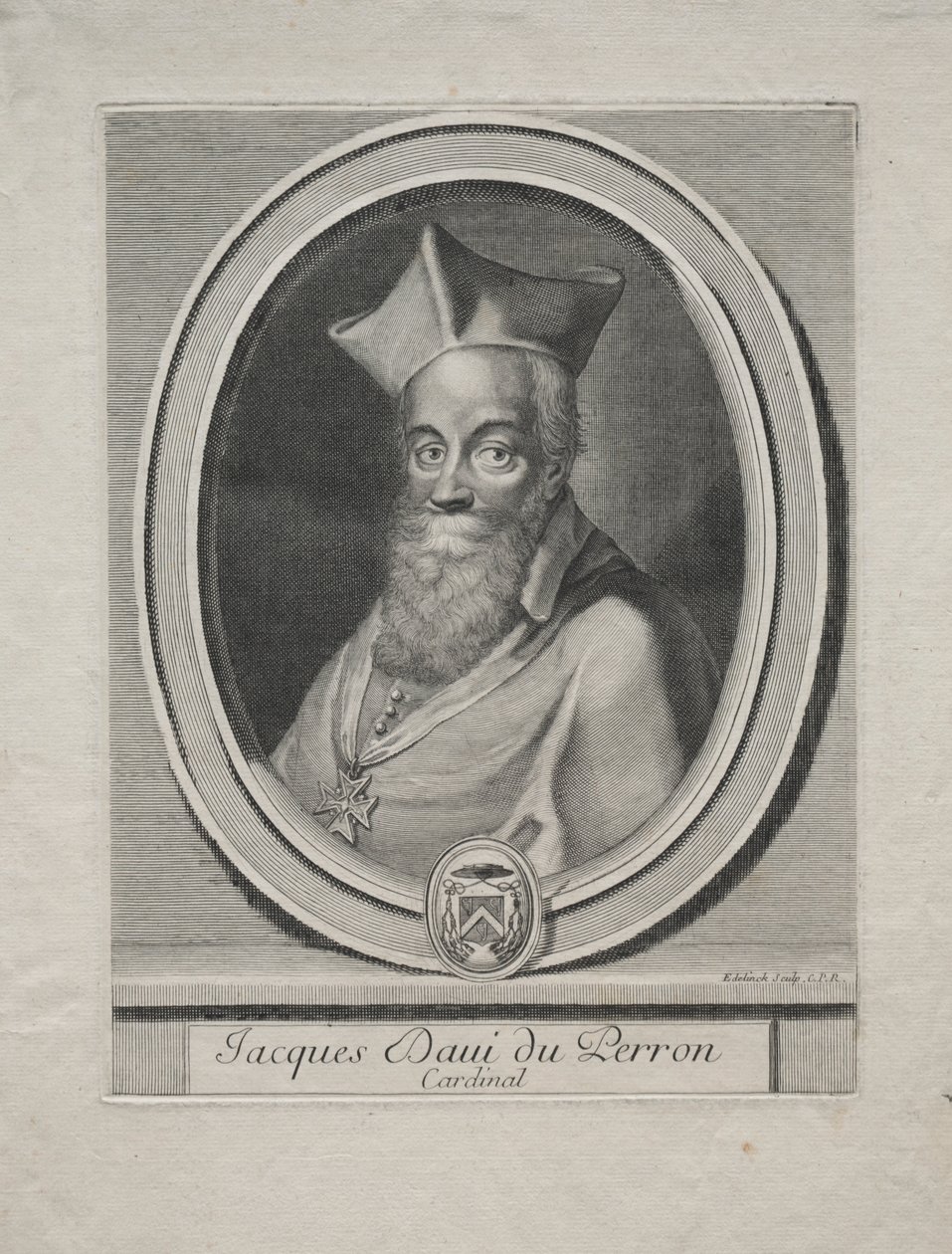 Kardinaal Jaques Davey Duperron door Gérard Edelinck