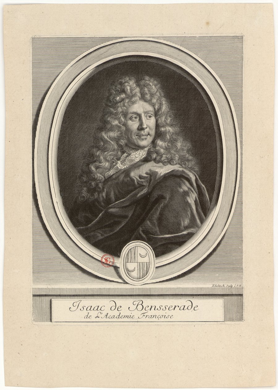 Isaac de Bensserade van de Académie Françoise door Gérard Edelinck