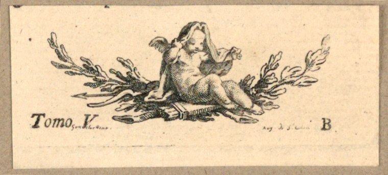 Cupido met sluier door Gravelot