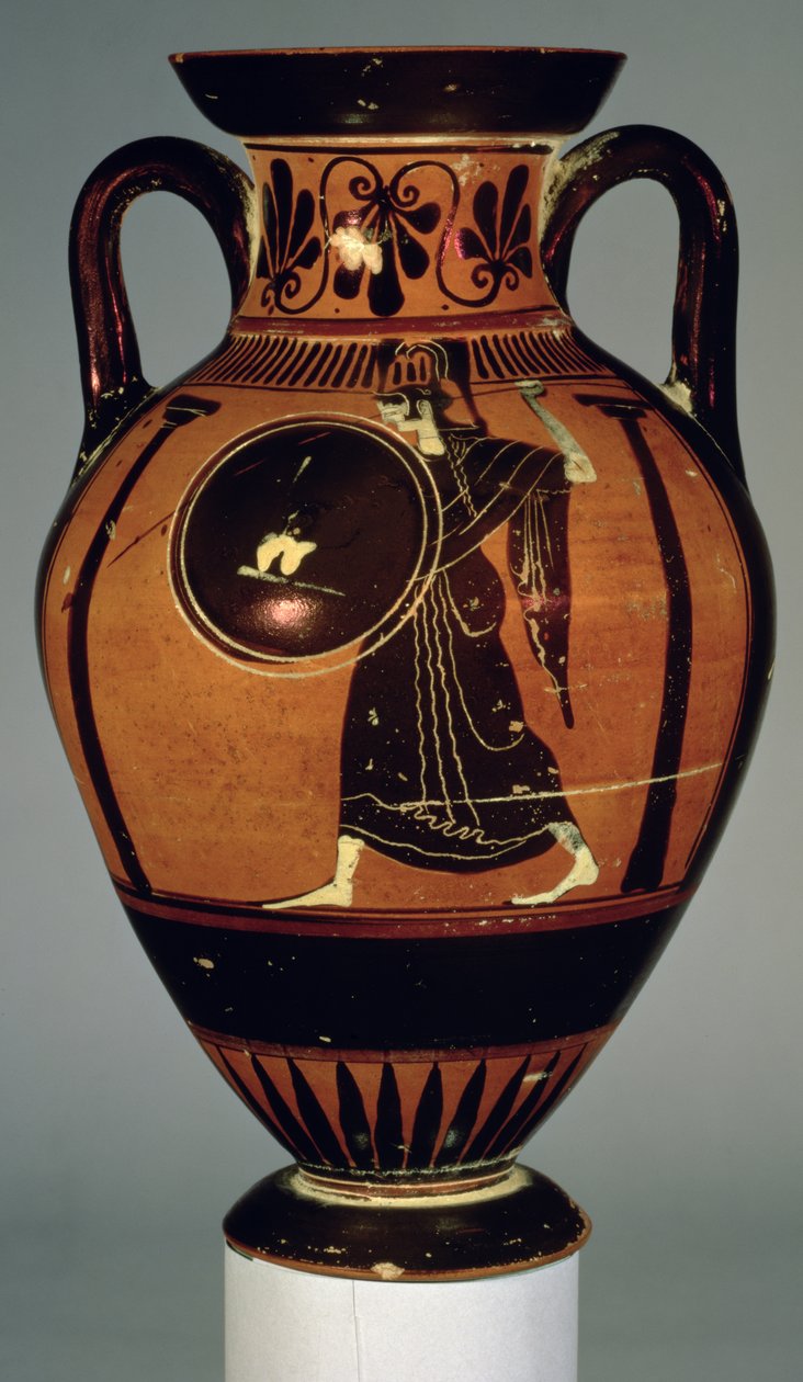 Attische zwartfigurige amfoor met afbeelding van Athena, 5e eeuw v.Chr. door Greek