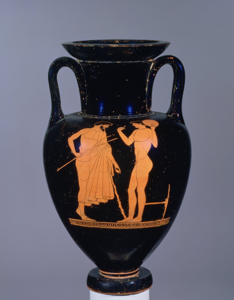 Attische roodfigurige amphora met afbeelding van bebaarde oudere man en een jongeling, waarschijnlijk 6e eeuw v.Chr. door Greek