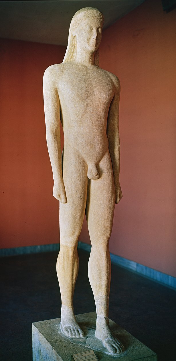 Cycladische Kouros, van Milos, c.550 v.Chr. (marmer) door Greek