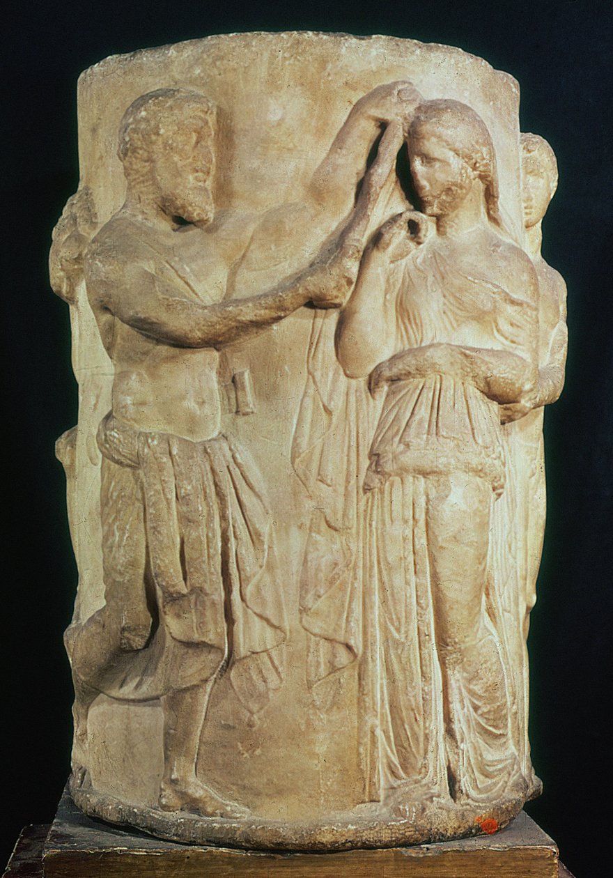 Cilindrisch altaar met het offer van Alceste door Greek