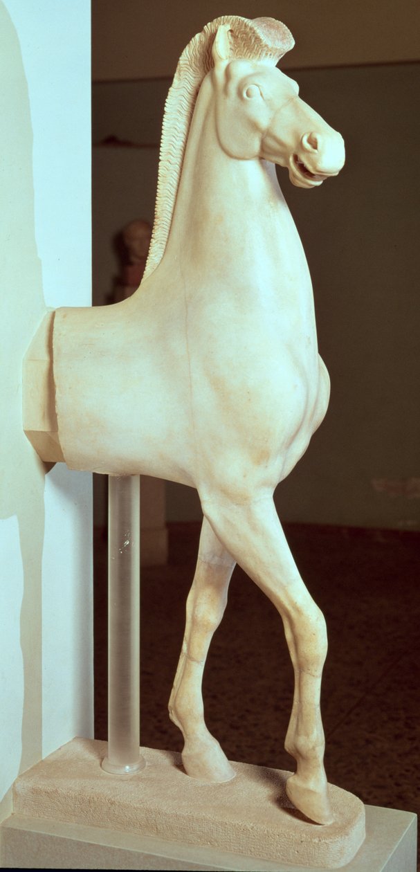 Beeldhouwwerk van een paard, ca. 500 v.Chr. door Greek