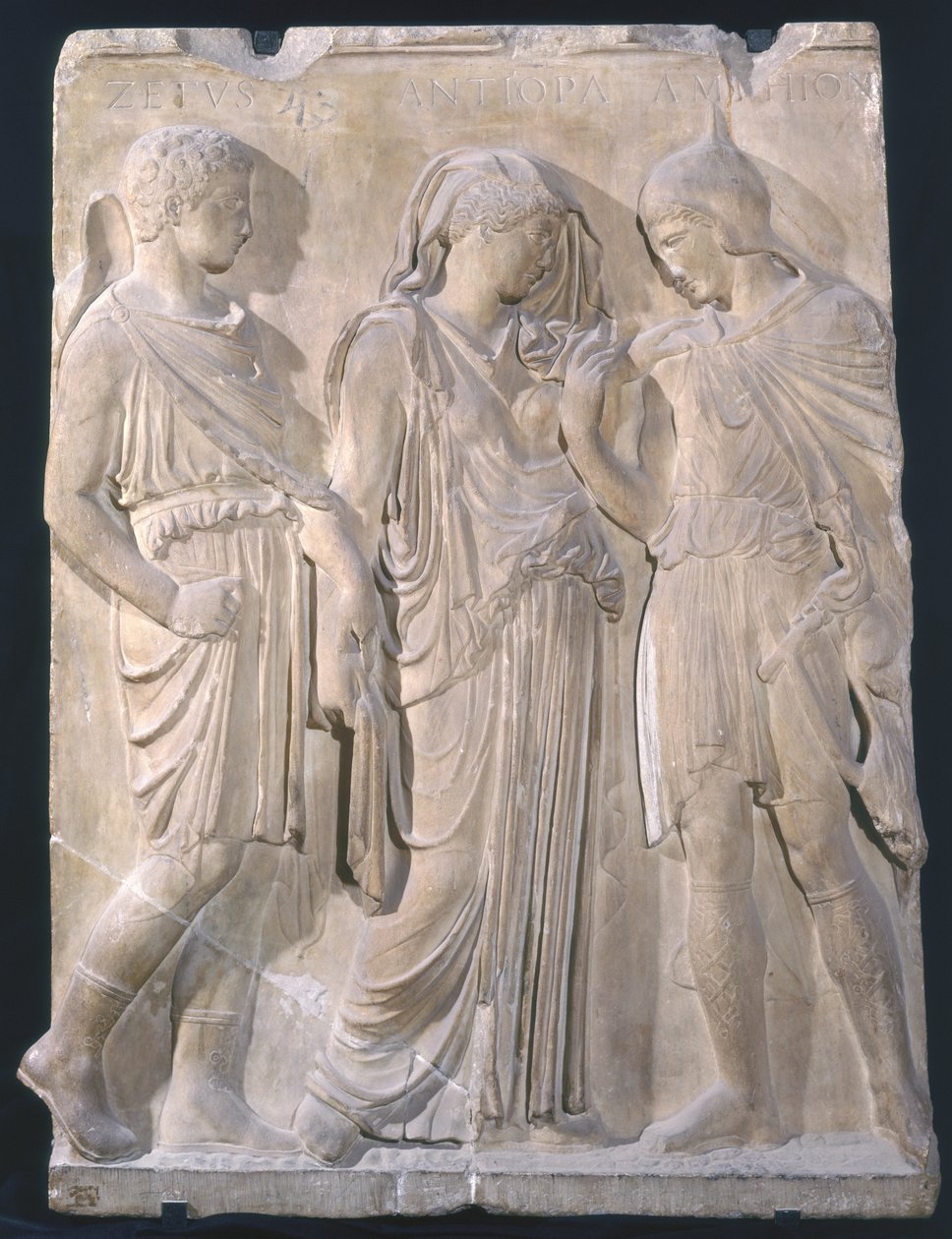 Orpheus, Eurydice en Hermes (marmer) door Greek