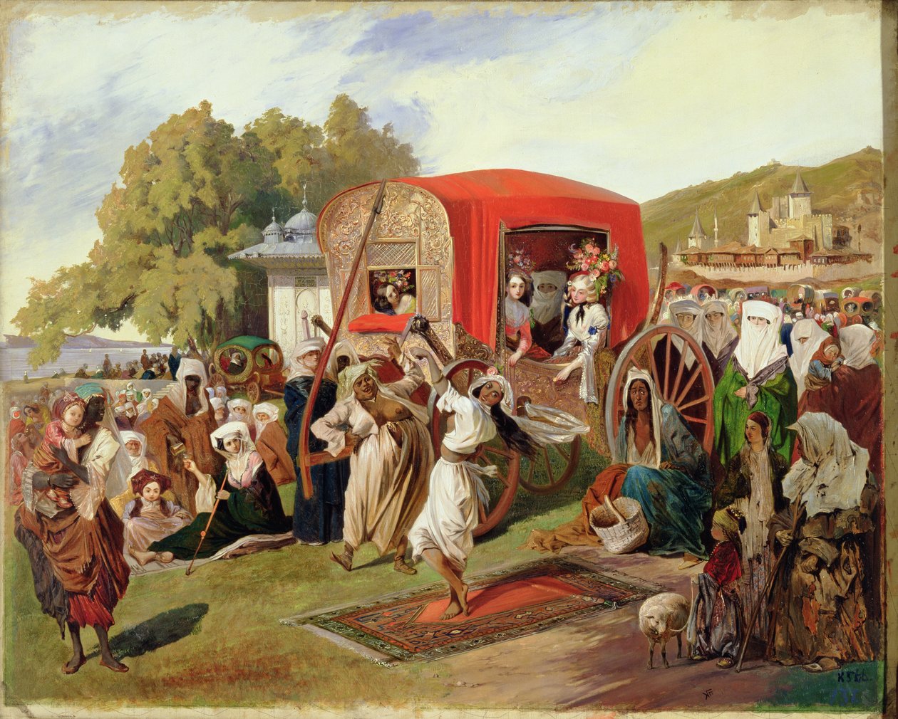Buitenfeest in Turkije, ca. 1830-60 door Grigori Grigorevich Gagarin