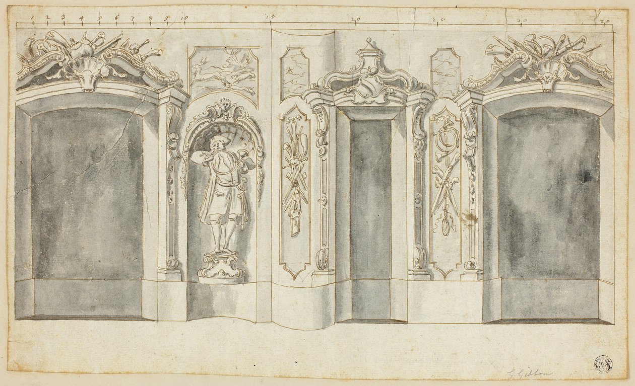 Muur met jachtmotieven door Grinling Gibbons