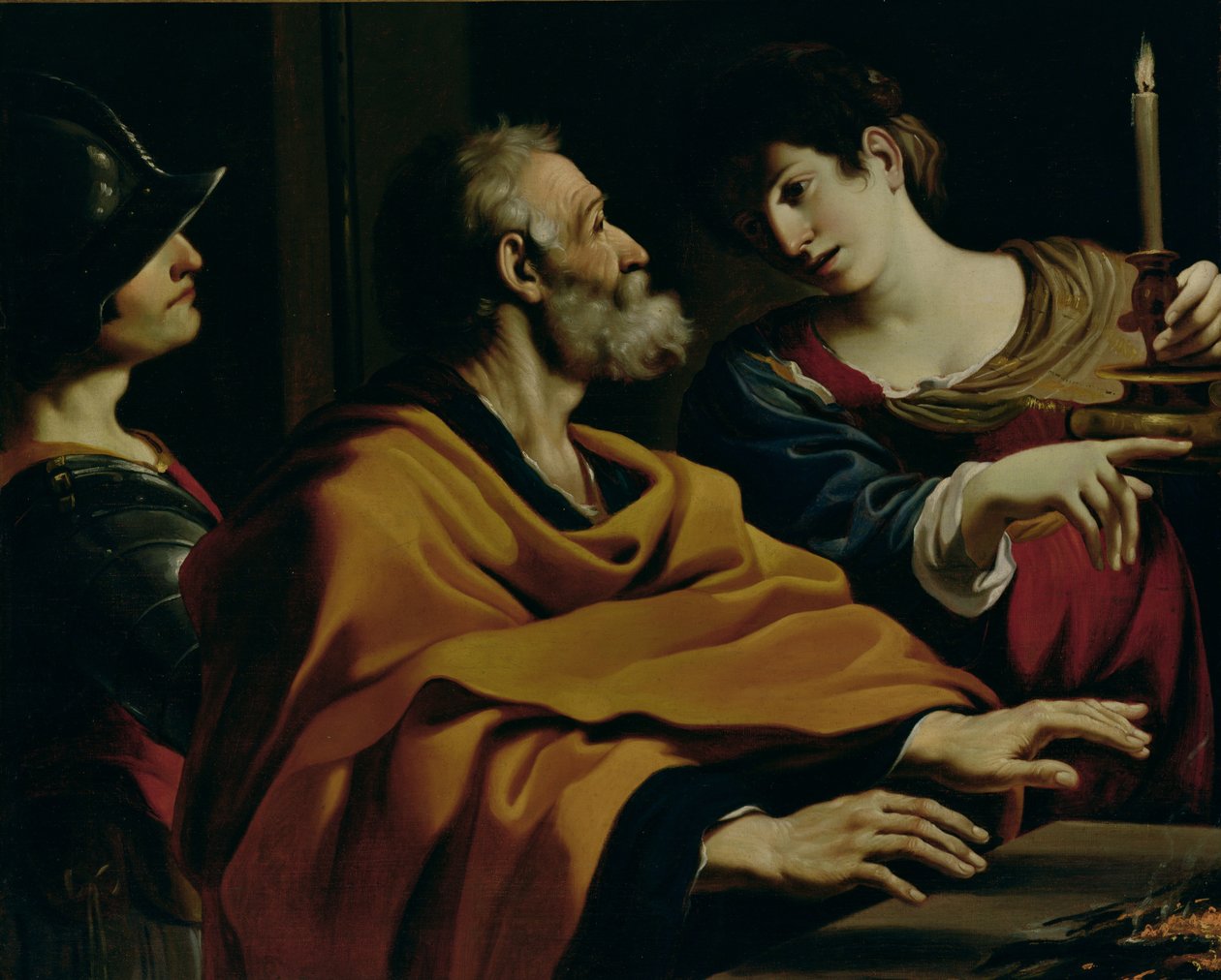 De Verloochening van St. Peter door Giovanni Francesco Barbieri