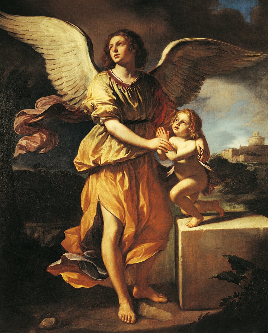 De Beschermengel door Guercino