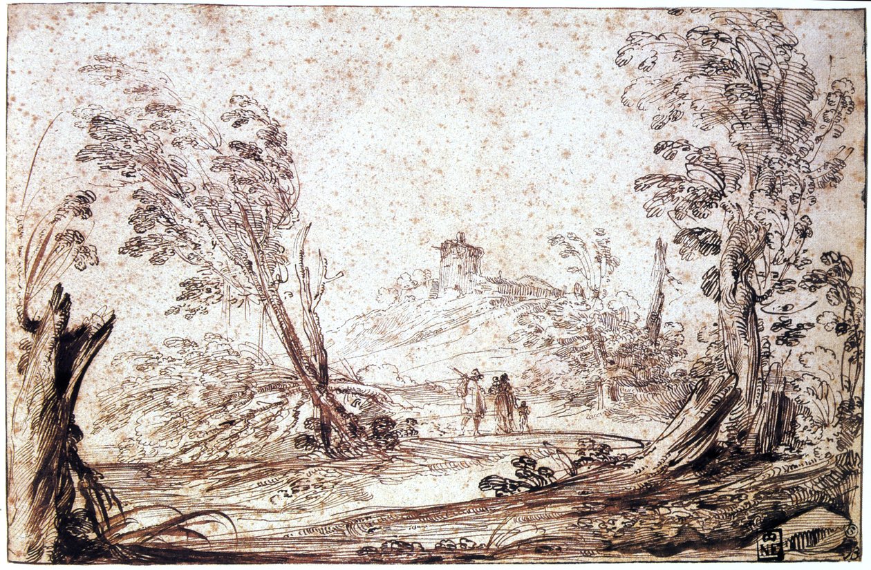 Landschap, 17e eeuw door Guercino