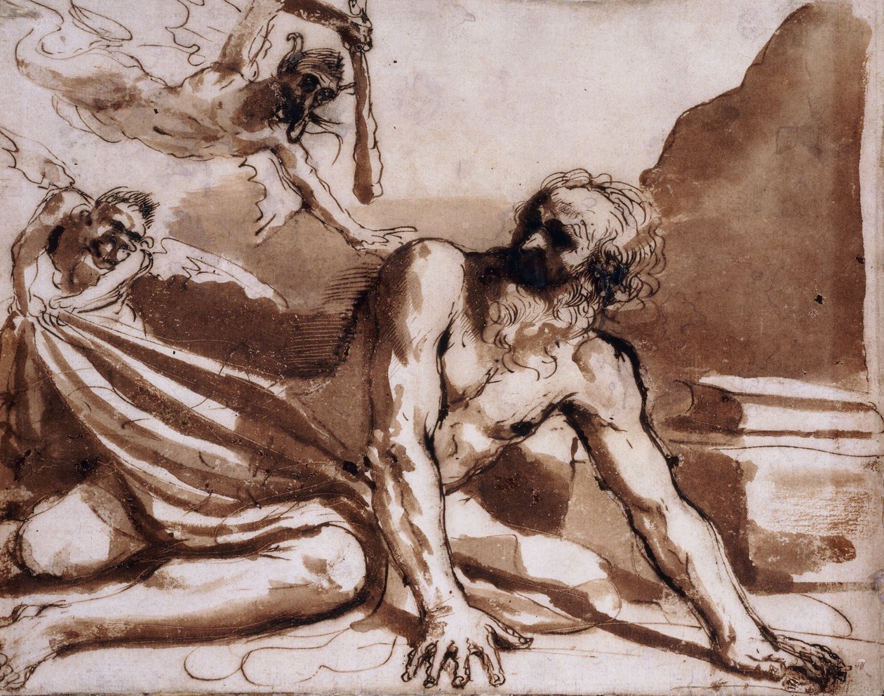 Sint Antonius Geslagen door de Duivels door Guercino