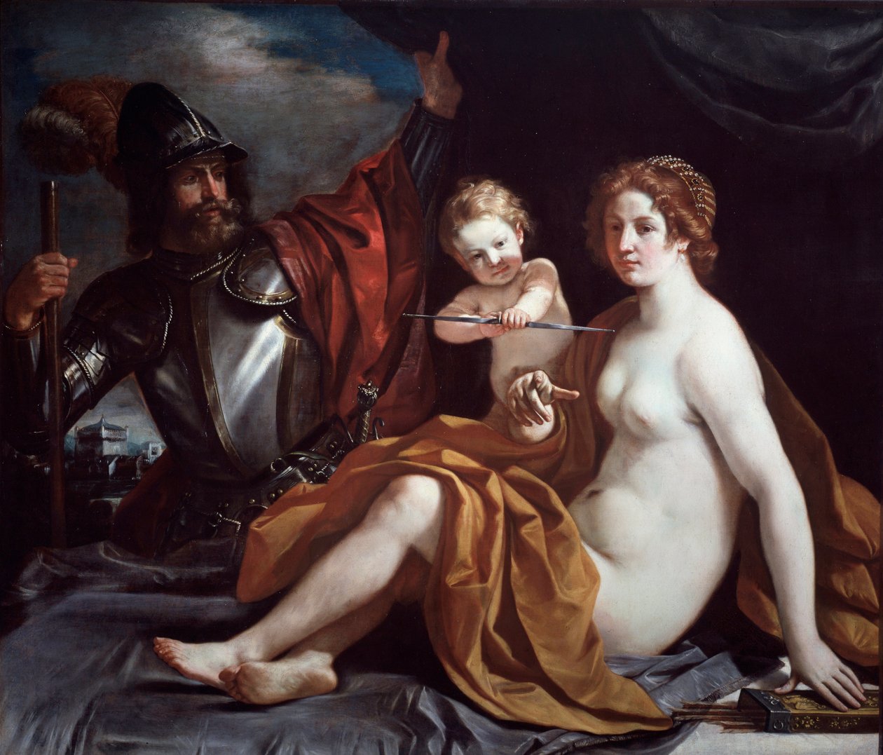 Venus, Mars en Liefde door Guercino