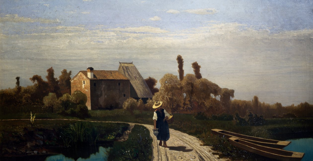 Landelijk landschap, ochtend in mei door Guglielmo Ciardi