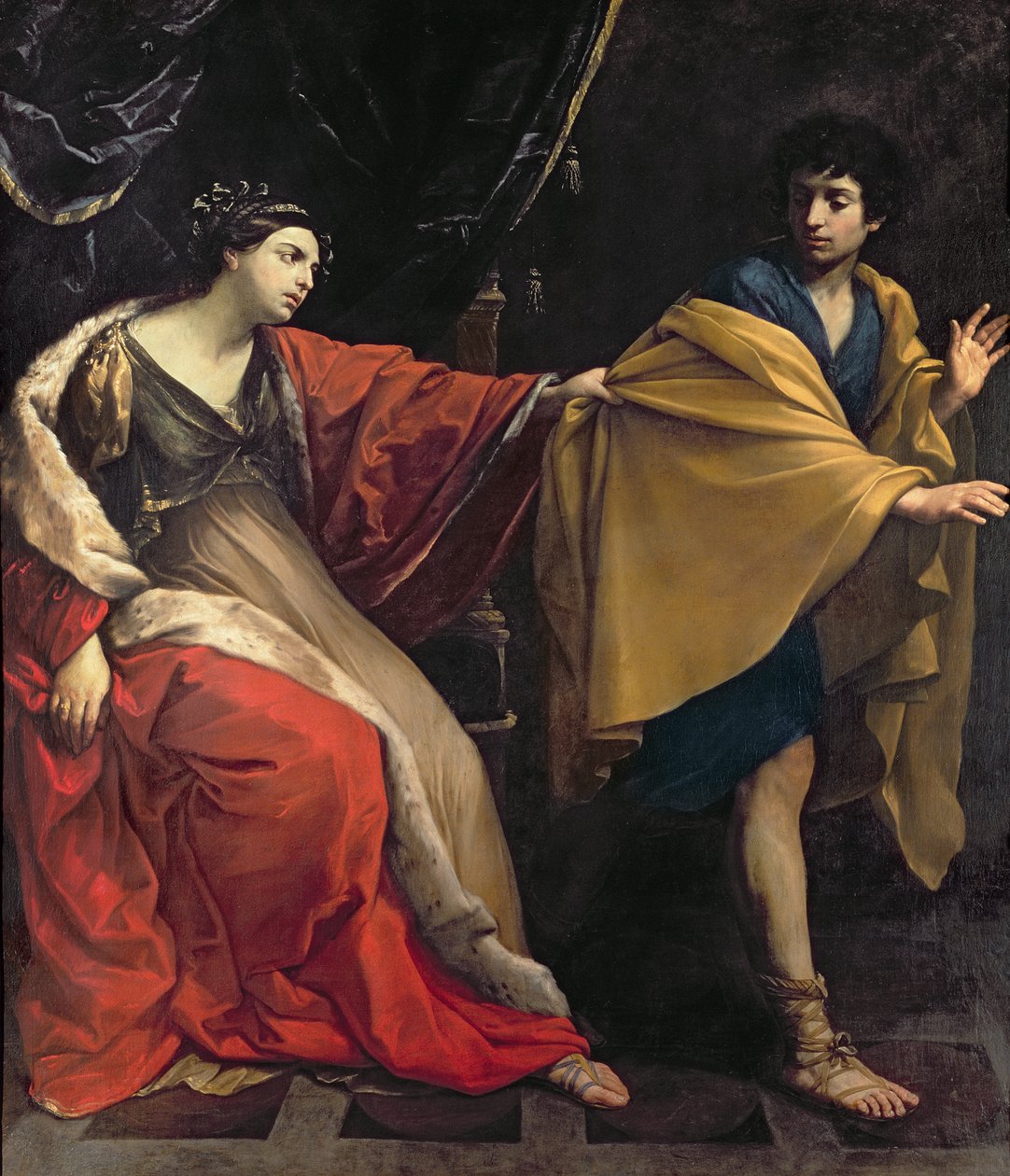 Jozef en de vrouw van Potifar, c.1626 door Guido Reni