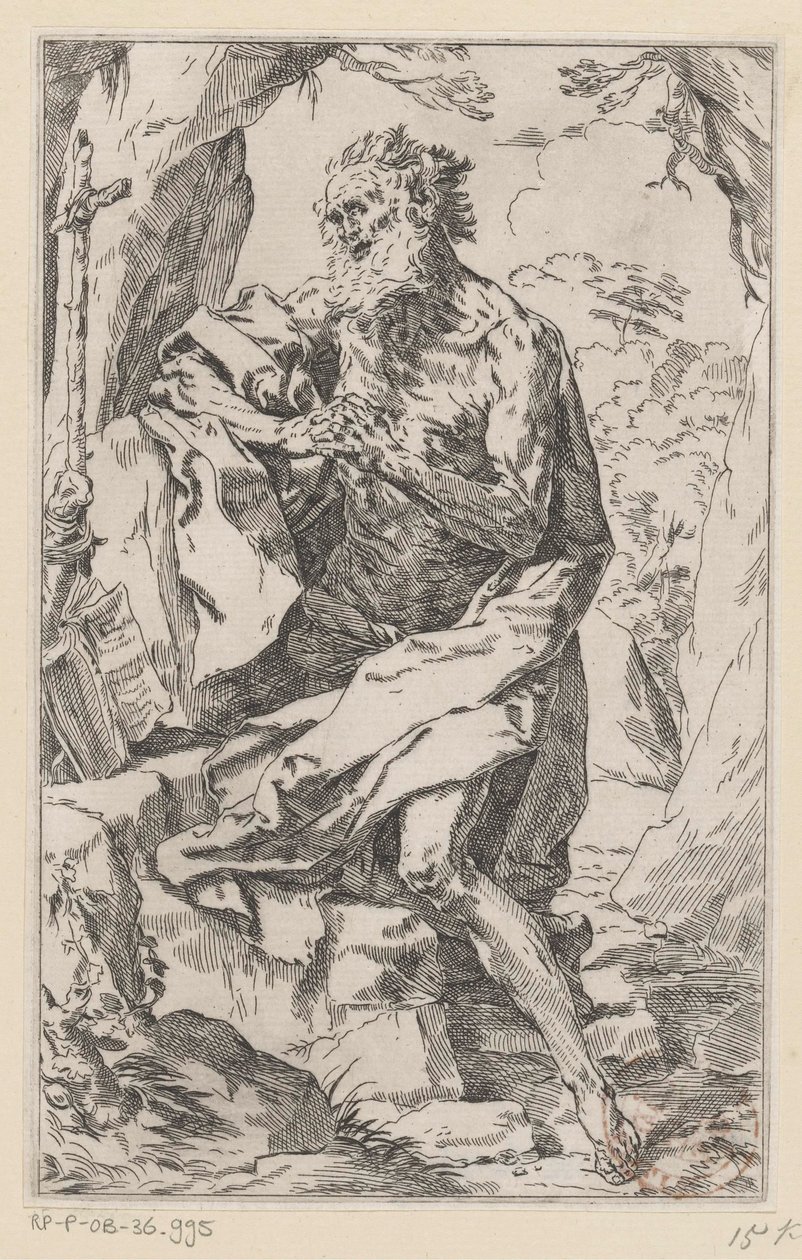 De heilige Hieronymus in de wildernis door Guido Reni