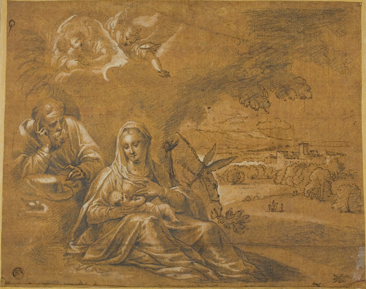 Rust op de vlucht naar Egypte door Guido Reni