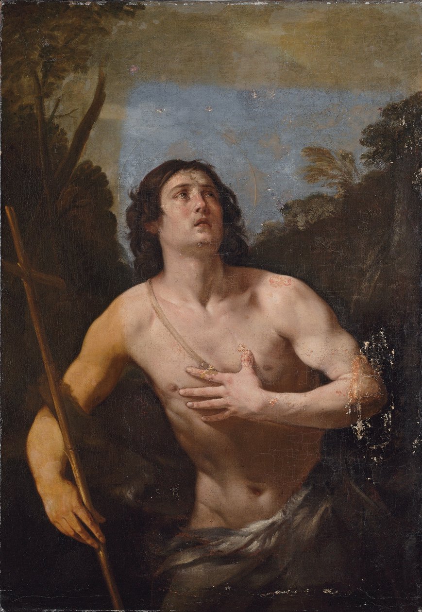 Sint Johannes de Doper in de wildernis door Guido Reni