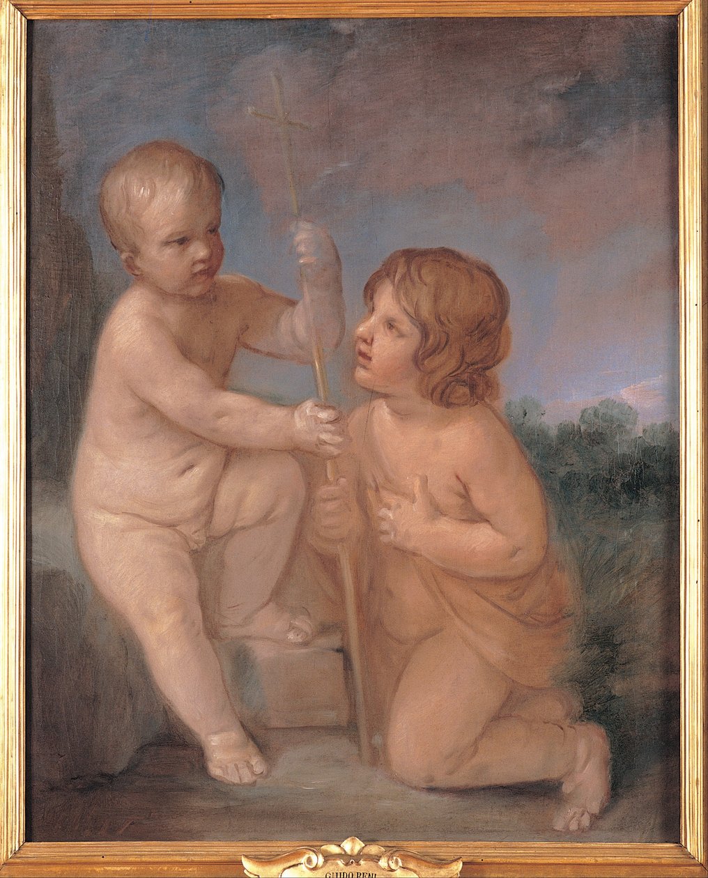 Het kindje Jezus en Johannes door Guido Reni