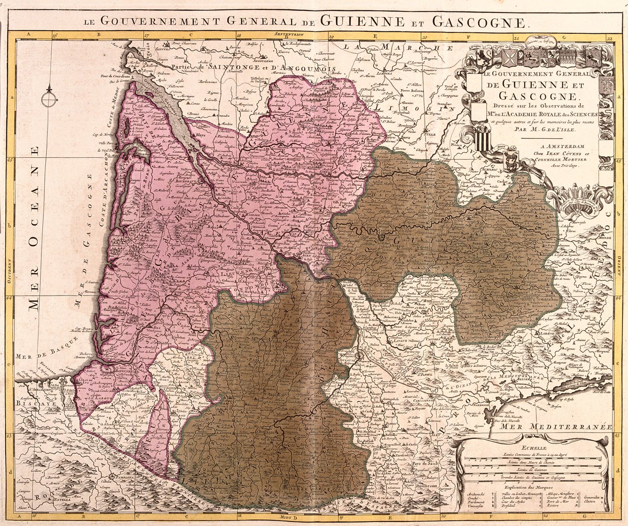 Guyenne, Gascogne, Frankrijk door Guillaume Delisle