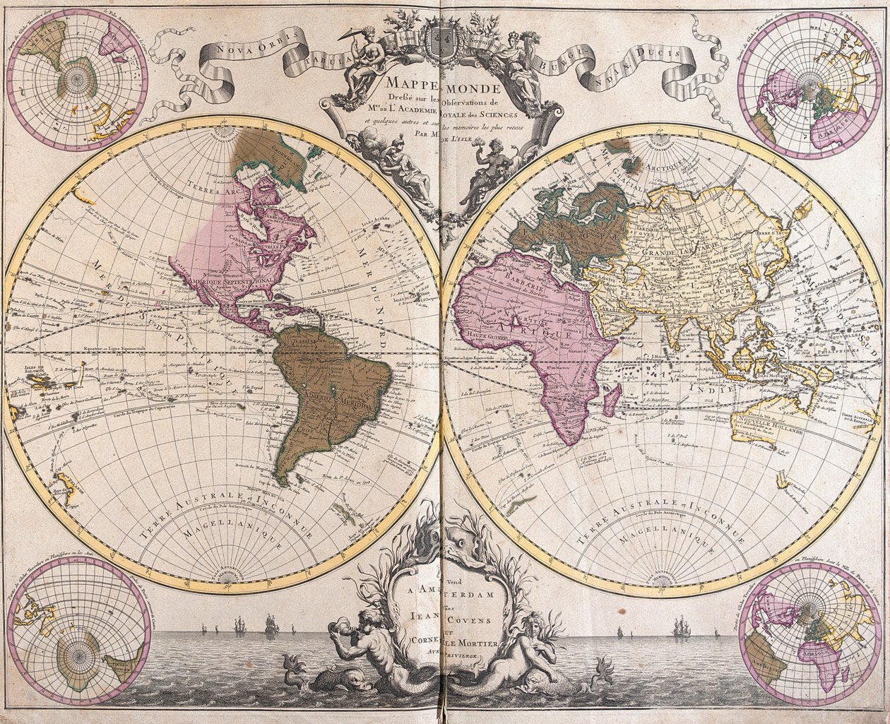 Planisfeer Wereld door Guillaume Delisle