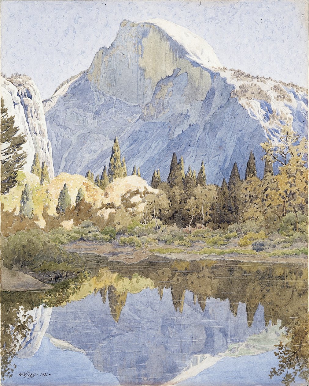 Half Dome en Spiegelmeer door Gunnar Widforss