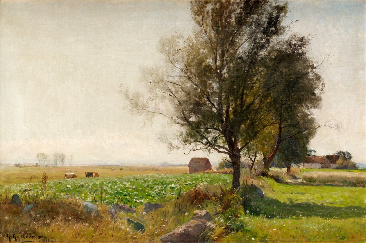 Wilgen en kaal veld, motief uit Viby door Gustaf Rydberg