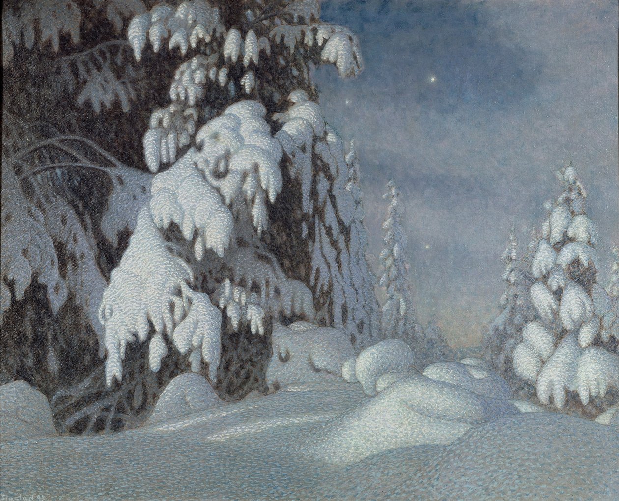 Wintermaanlicht, 1895 door Gustaf Fjaestad