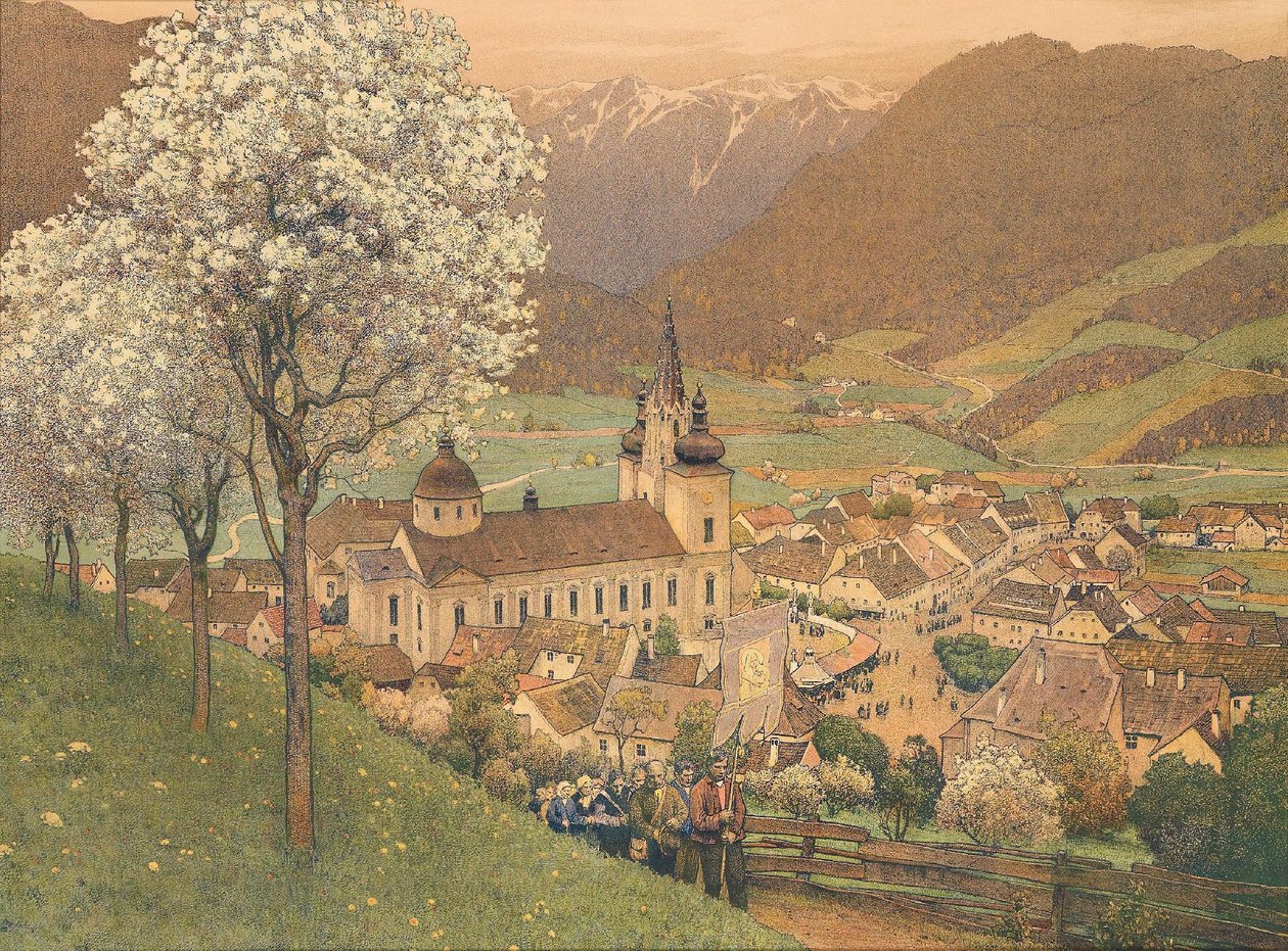 Processie bij Mariazell door Gustav Jahn