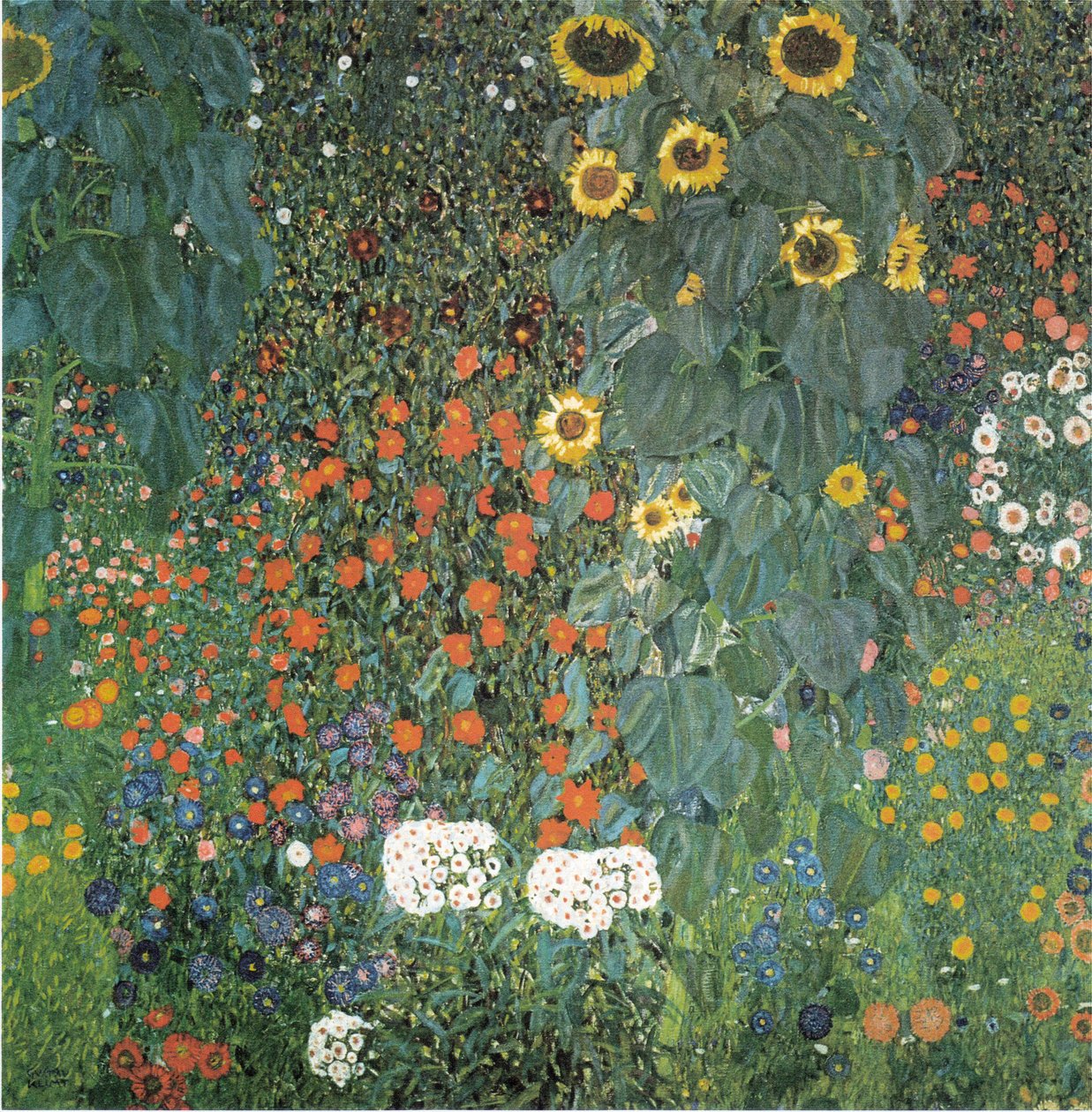 Boerentuin met zonnebloemen door Gustav Klimt