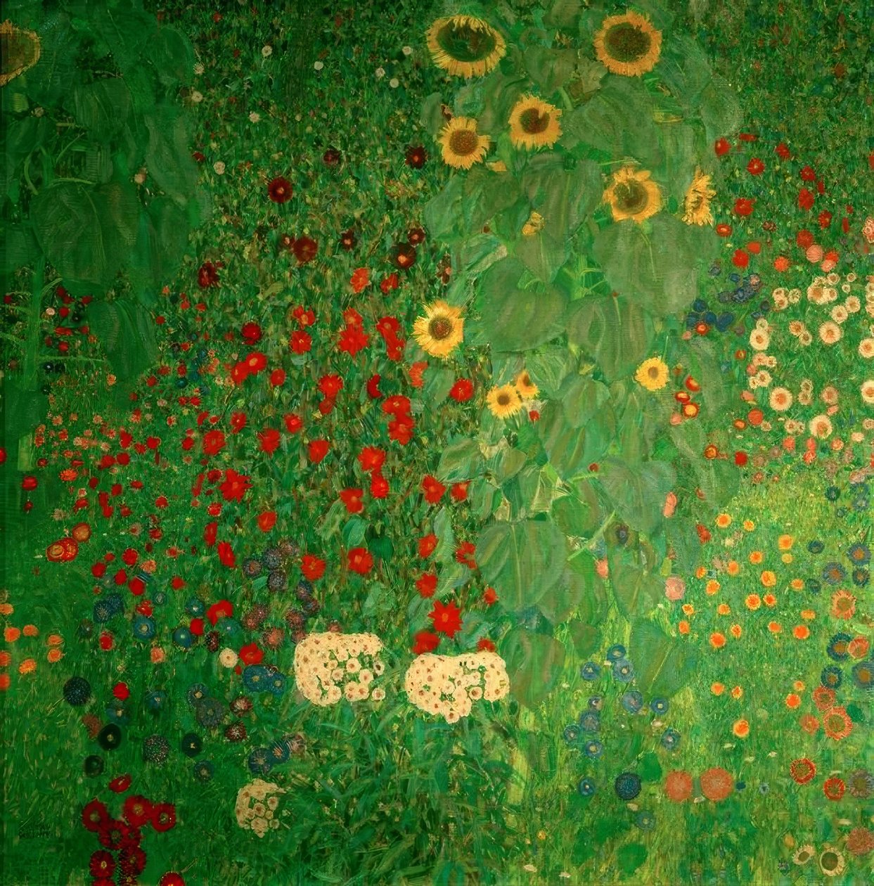 Boerentuin met zonnebloemen door Gustav Klimt