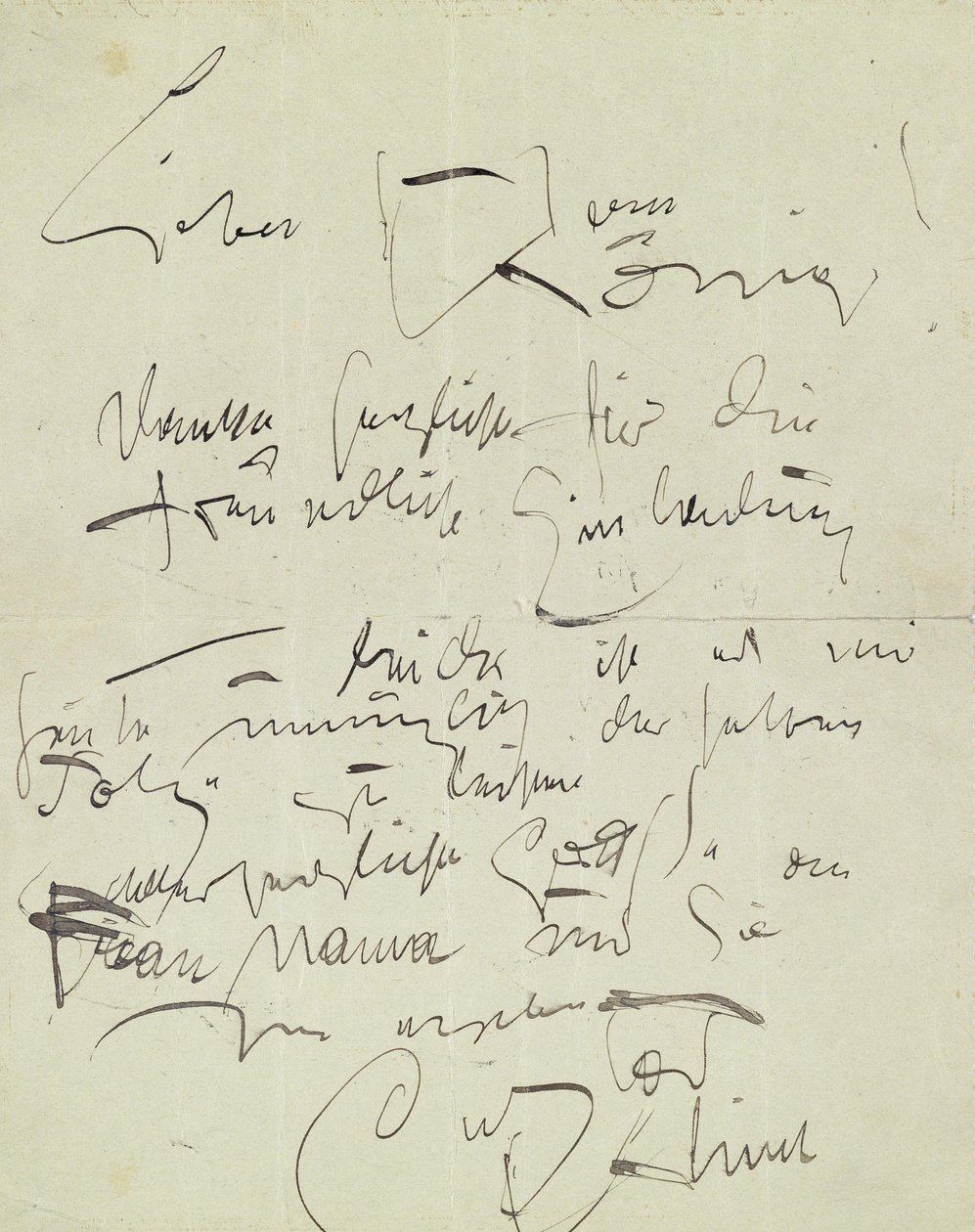 Brief Gustav Klimt aan Ludwig M. König door Gustav Klimt