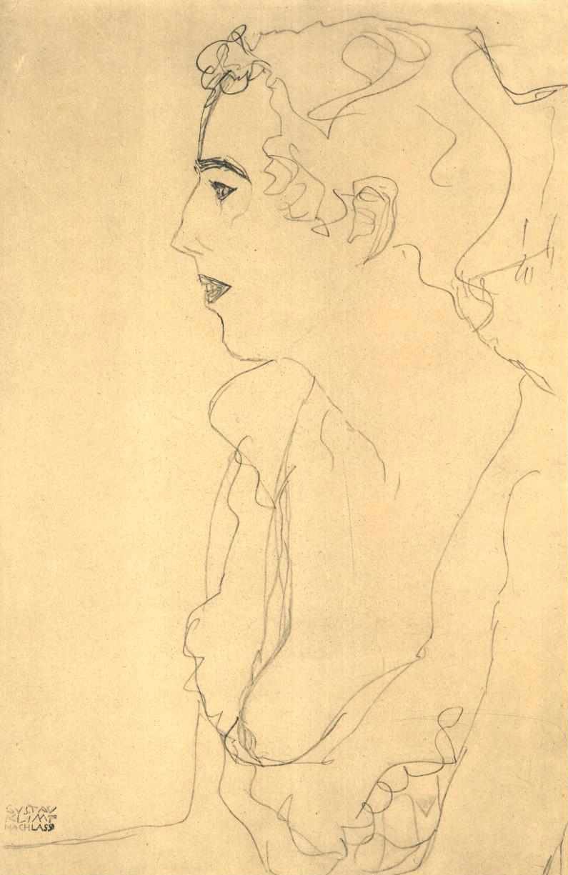 Borstbeeld in profiel naar links door Gustav Klimt