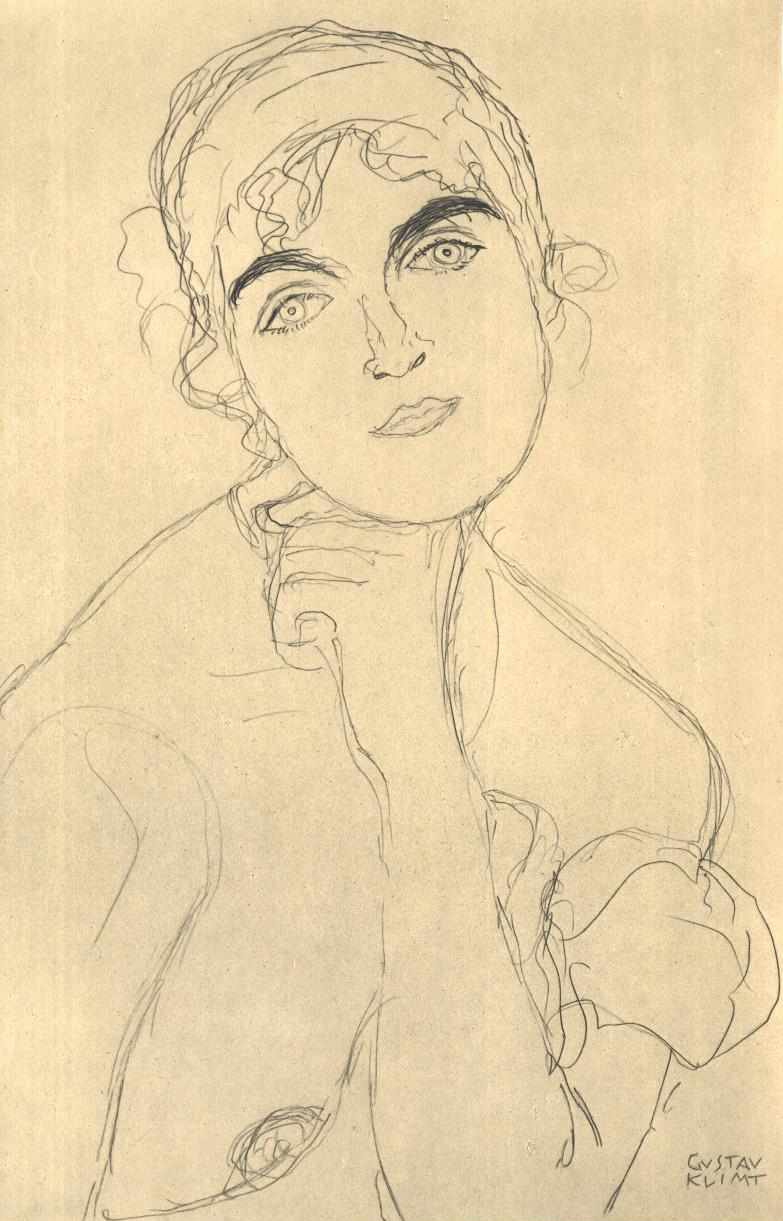 Borstbeeld van voren door Gustav Klimt