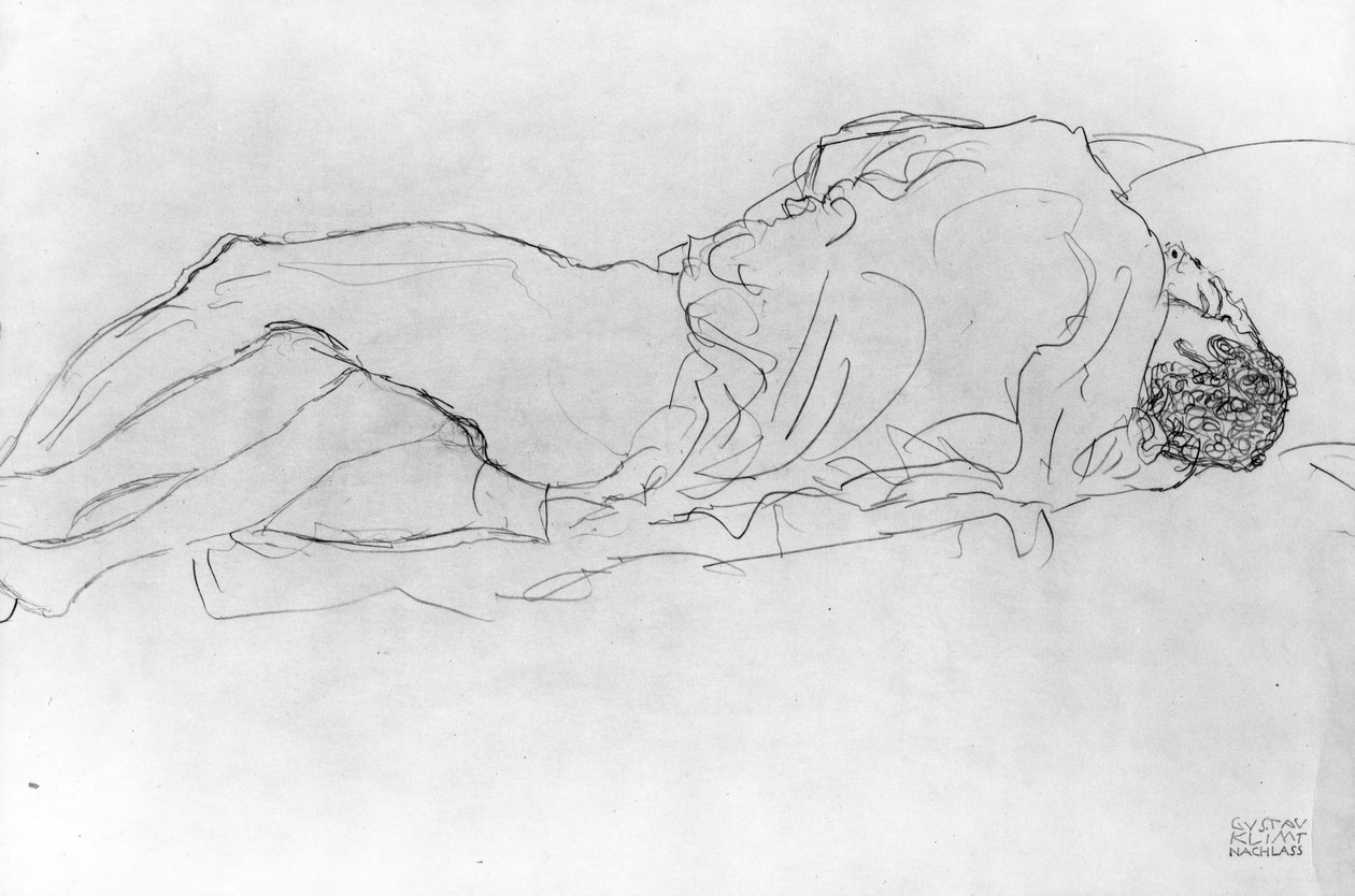 Koppel in Bed, c.1915 door Gustav Klimt
