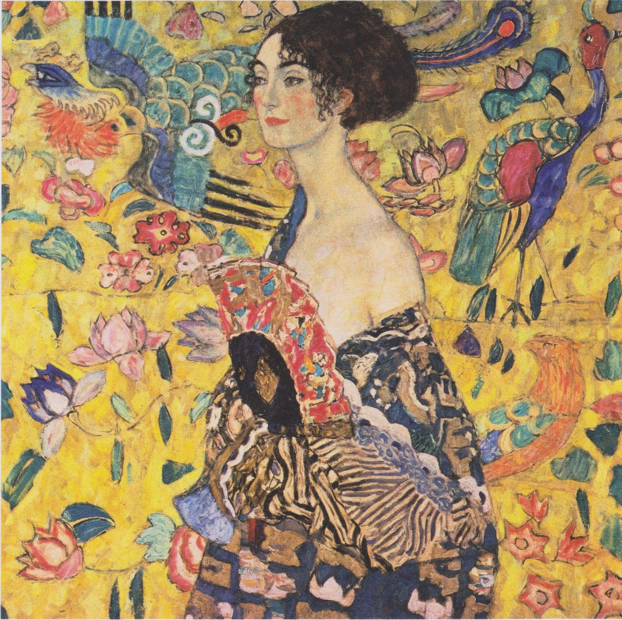 Dame met waaier door Gustav Klimt