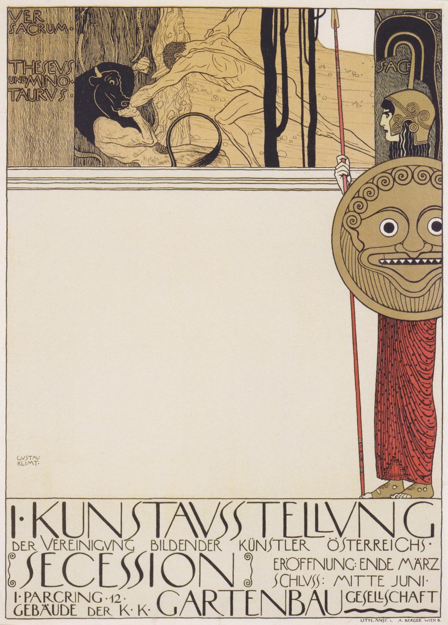Eerste tentoonstellingsposter van de Wiener Secession (gecensureerde versie) door Gustav Klimt
