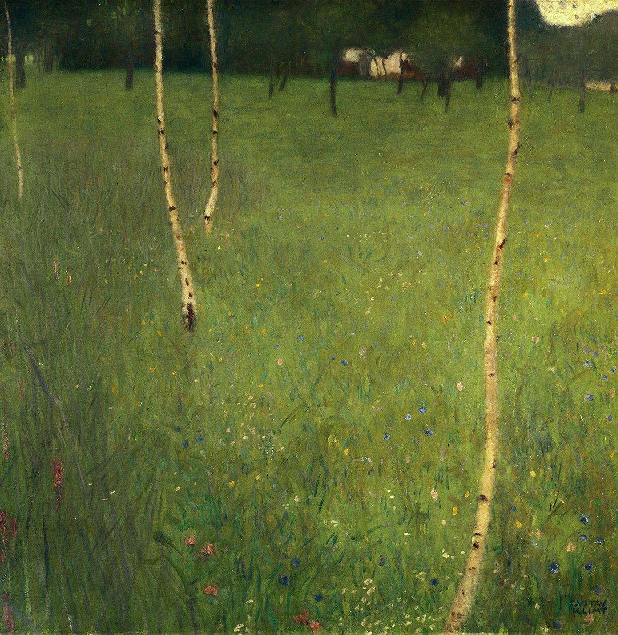 Boerderij met berkenbomen, 1900 door Gustav Klimt