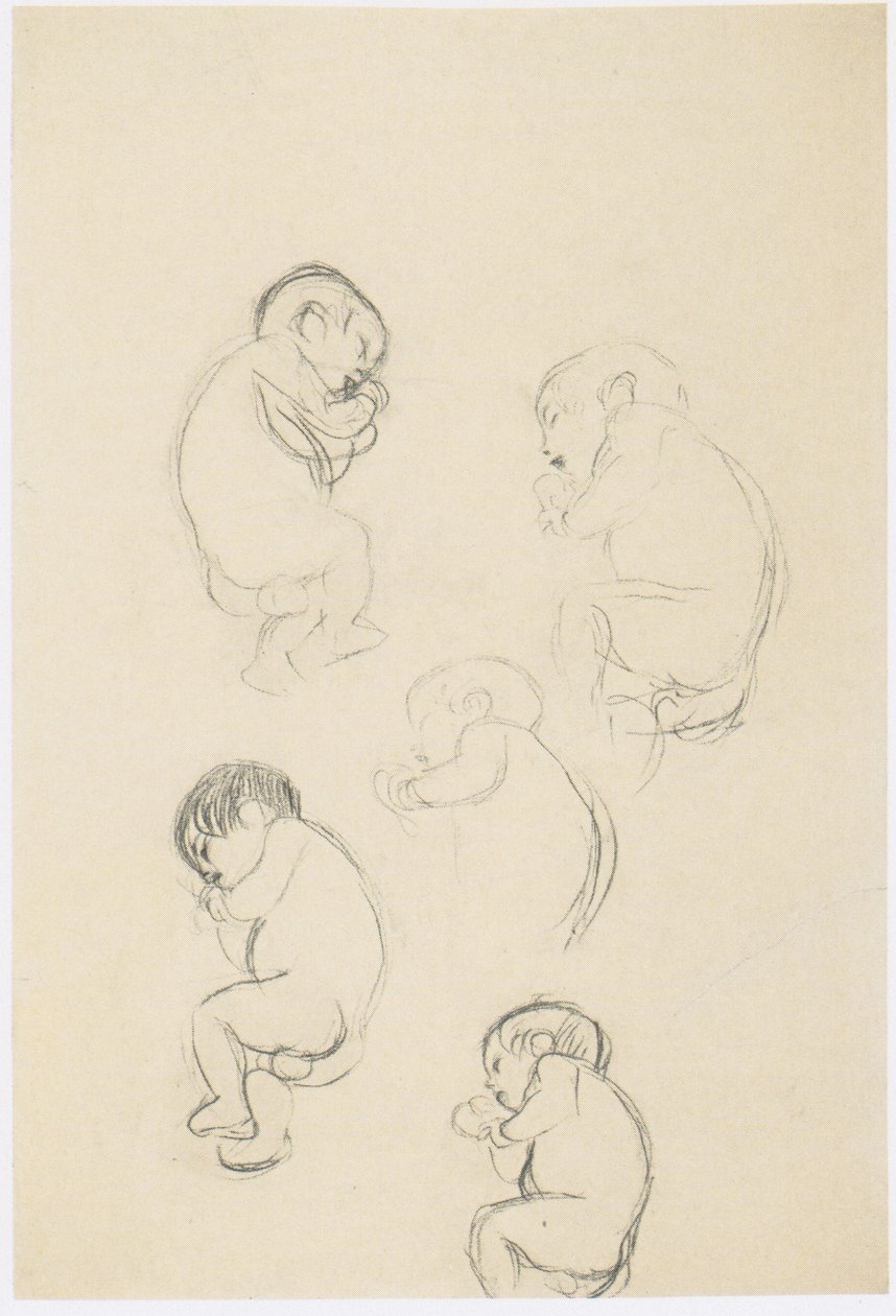 Vijf studies van een slapend kind door Gustav Klimt