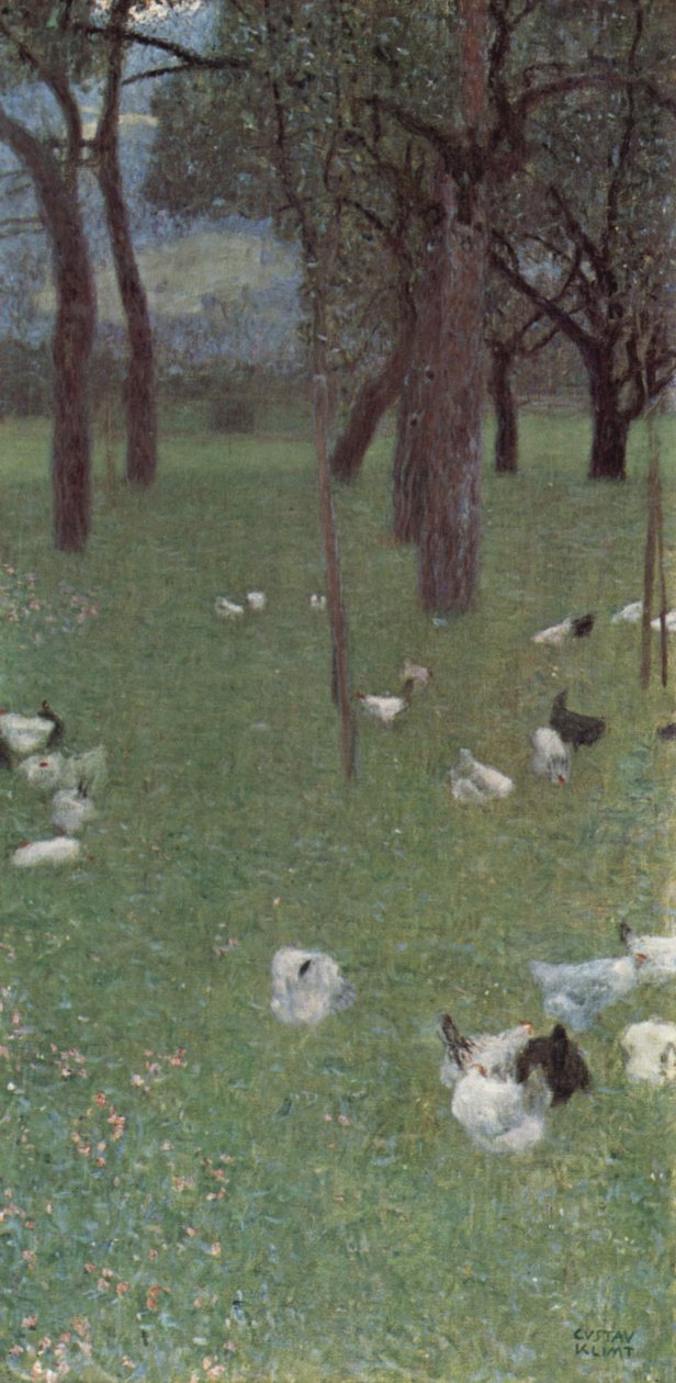 Tuin met kippen in St. Agatha door Gustav Klimt