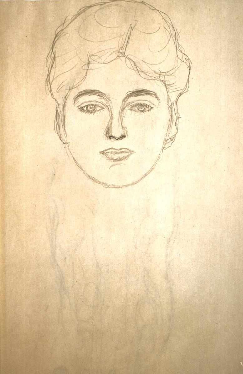 Hoofdstudie van voren door Gustav Klimt