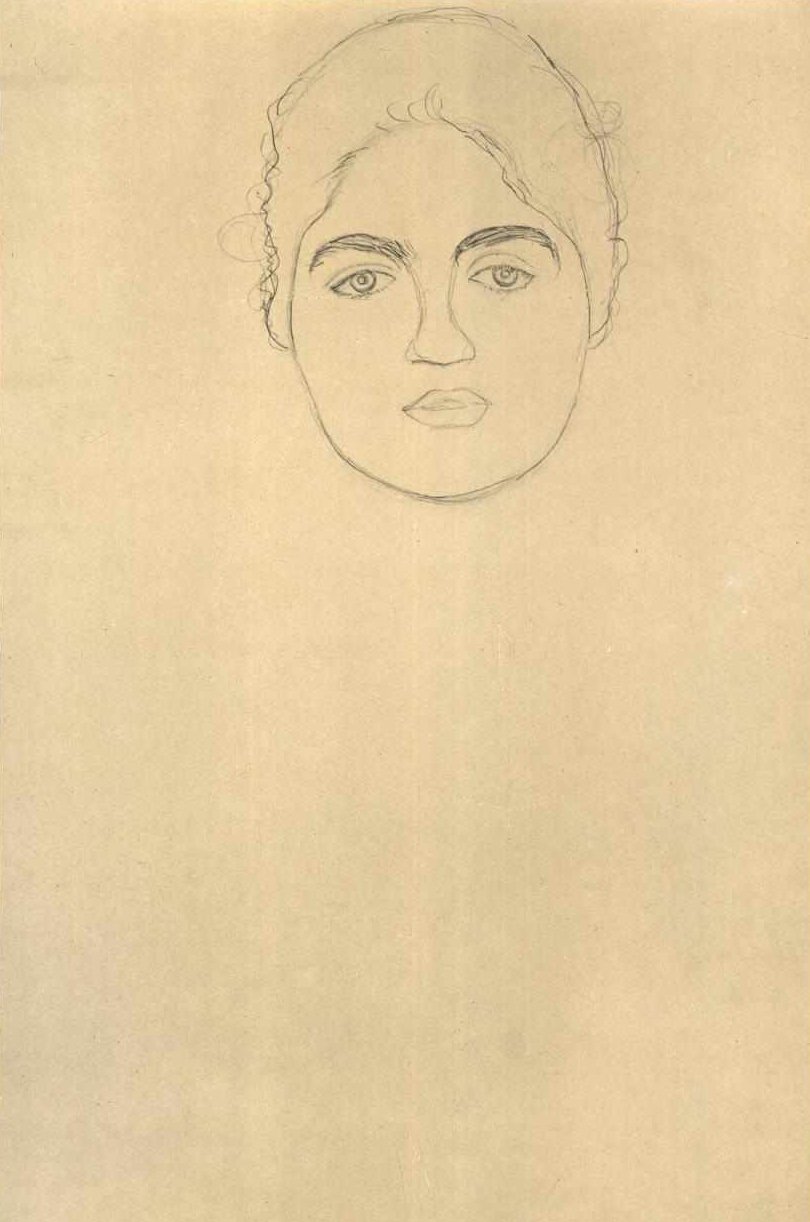 Hoofdstudie van voren door Gustav Klimt