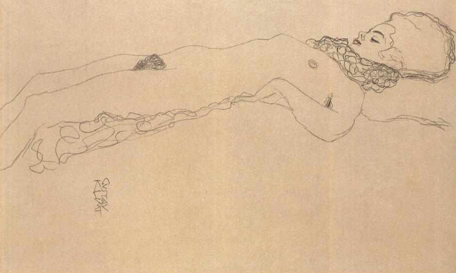 Liggende naakt door Gustav Klimt