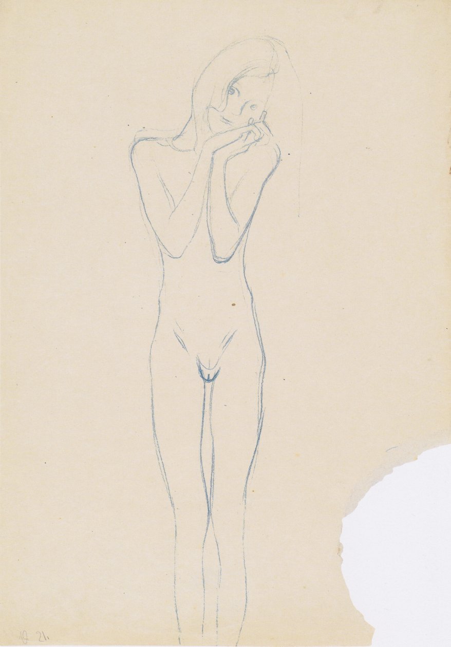 Meisje naakt van voren door Gustav Klimt