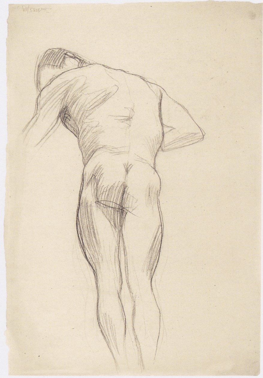 Mannenrugnaakt naar links 2 door Gustav Klimt
