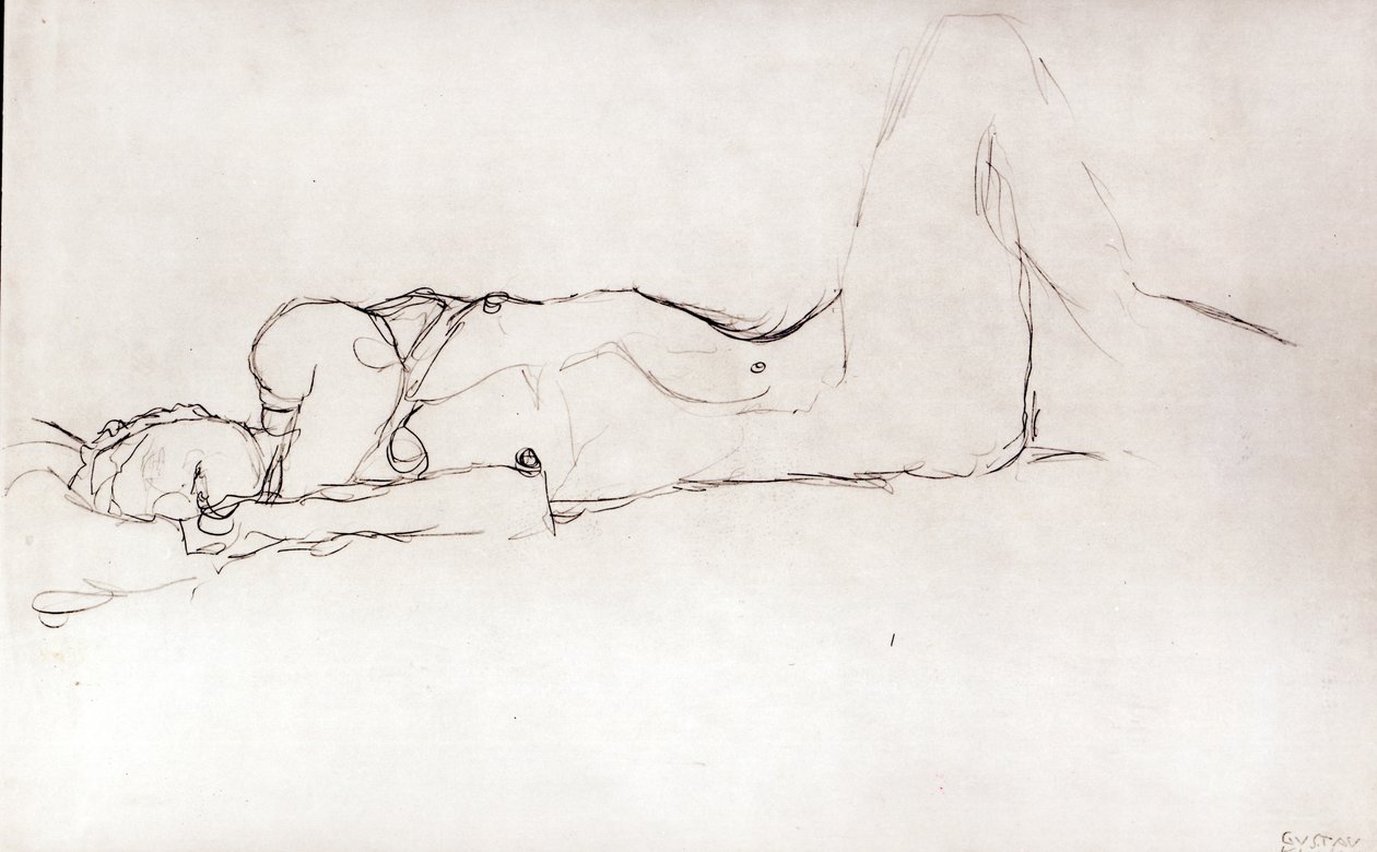 Naakte vrouw in bed, ca. 1914 door Gustav Klimt