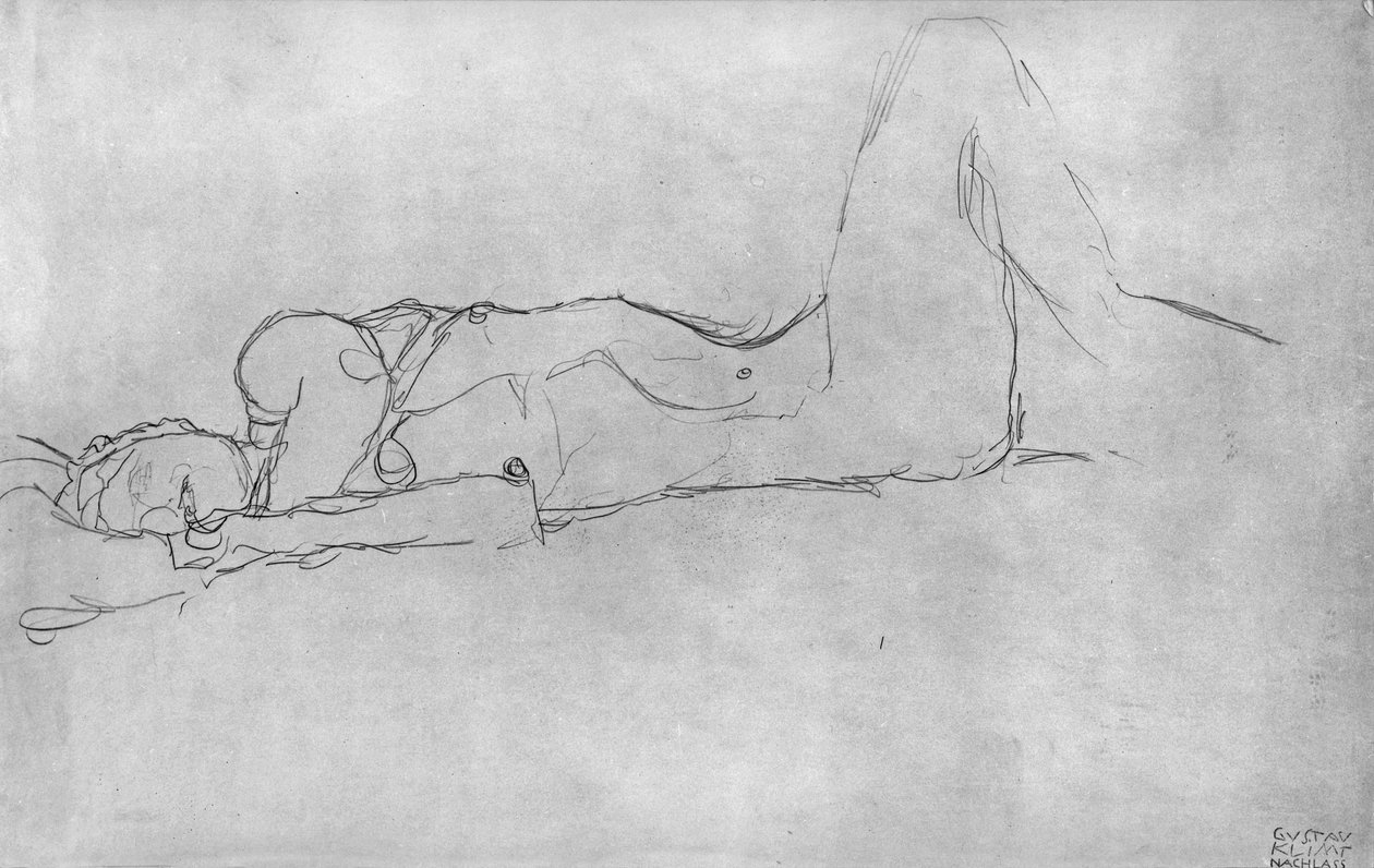 Liggende Vrouwelijke Naakt door Gustav Klimt