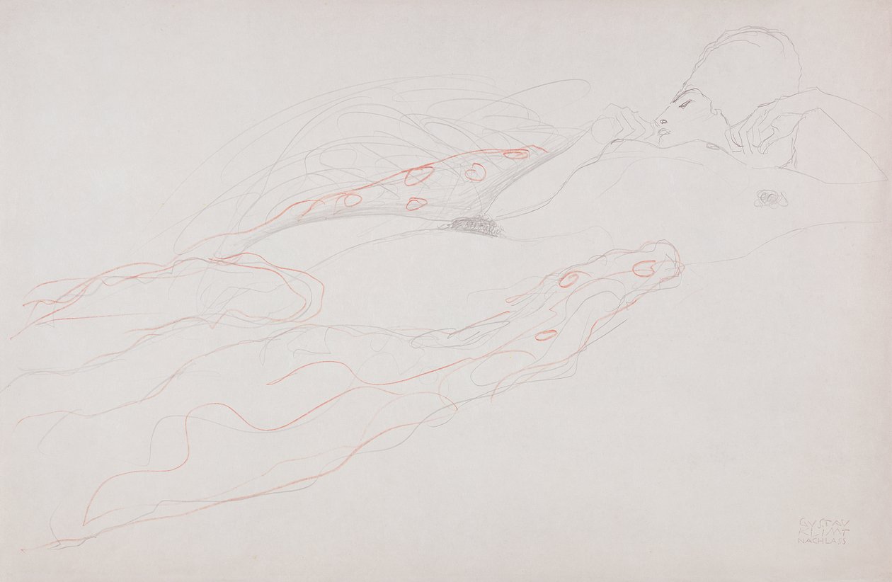 Liggend Naakt door Gustav Klimt