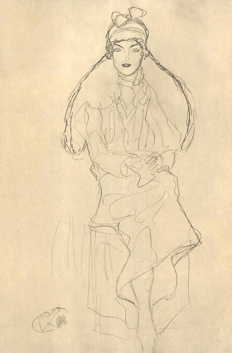 Zittende van voren door Gustav Klimt