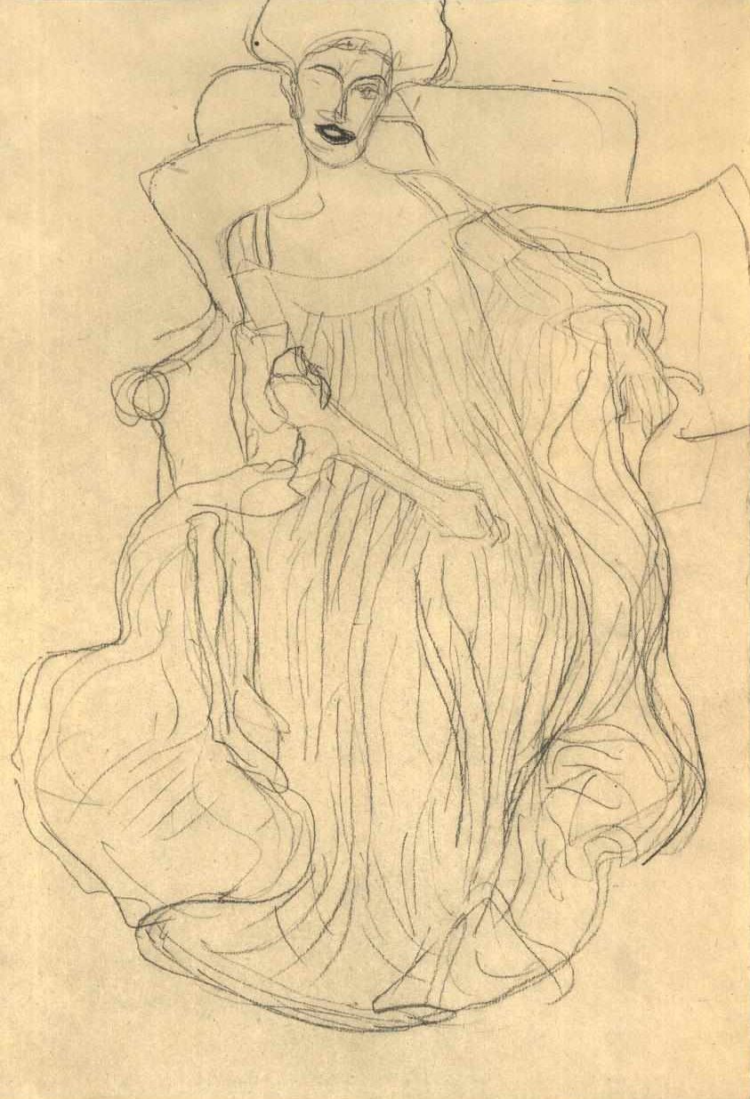 Zittende van voren door Gustav Klimt